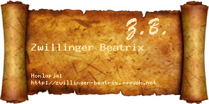 Zwillinger Beatrix névjegykártya